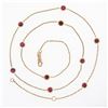 Image 4 : 14k Rose Gold 2 ctw Round Bezel Set Red Ruby by the Yard 20" Chain Necklace