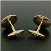 Image 3 : Men's 14k Yellow Gold Dual Finish 20mm Round Concave Swirl Design Cuff Links