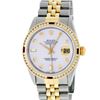 Image 3 : Rolex Mens Two Tone White Diamond And Ruby Channel Set Datejust Wristwatch 36MM