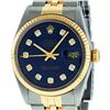 Image 2 : Rolex Mens Two Tone Blue Diamond Dial Datejust Wriswatch 36MM