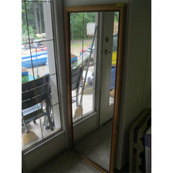 WOOD FRAMED MIRROR, APPROX. 2'X5'