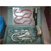 Image 1 : TIN BOX W/MISC. CLEVISE, STORAGE HOOKS, TAPE MEASURE, ETC.