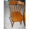 Image 2 : ROUND SOLID WOOD ANTIQUE TABLE & 2 CHAIRS