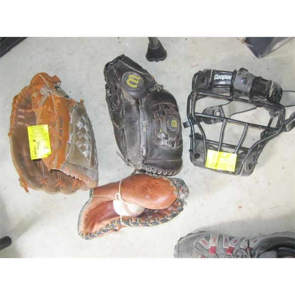 3 BALLGLOVES & A CATCHER'S MASK