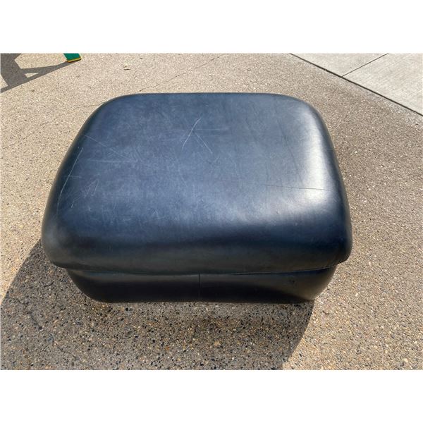 LARGE BLUE LEATHER OTTOMAN