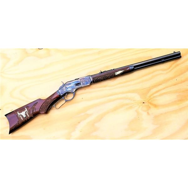 1873 Winchester 32 WCF made by Uberti for Cimarron featuring a custom carved stock