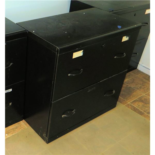 Black Metal 2-Drawer Lateral Filing Cabinet 29" x 16" x 28"H