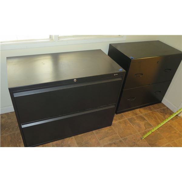 Global Black Metal 2-Drawer Lateral Filing Cabinet 36" x 20" x 27"H