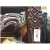 Image 2 : 2-Ornately Carved Claw Foot Tufted Leather Chair - 2 X $