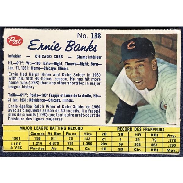 1962 POST CEREAL ERNIE BANKS (HOF)