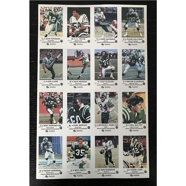 1983 SASKATCHEWAN ROUGHRIDERS POLICE SET, UNCUT SHEET