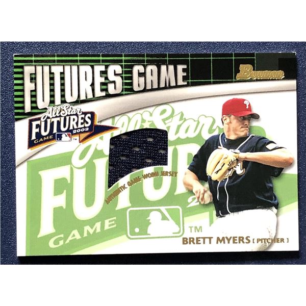 2003 BOWMAN FUTURES GAME JERSEY SWATCH BRETT MYERS ROOKIE CARD