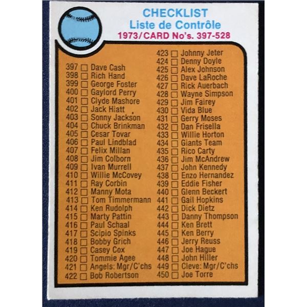 1973 O-PEE-CHEE CHECKLIST