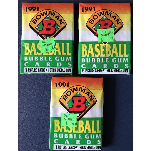 1991 BOWMAN BASEBALL WAX PACKS (3)