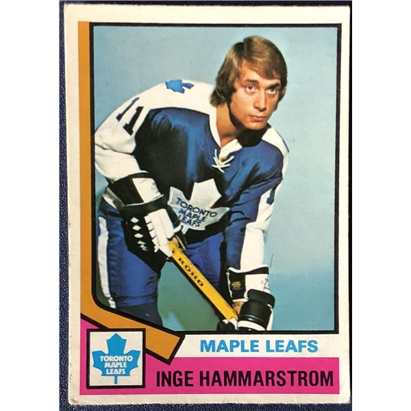 1974-75 O-PEE-CHEE INGE HAMMARSTROM ROOKIE CARD