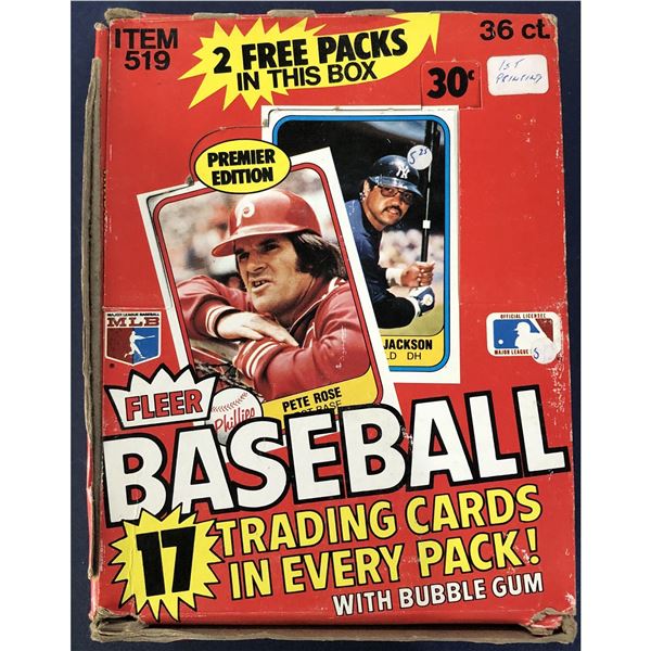 1981 FLEER BASEBALL WAX BOX (inaugural issue - 1st printing)