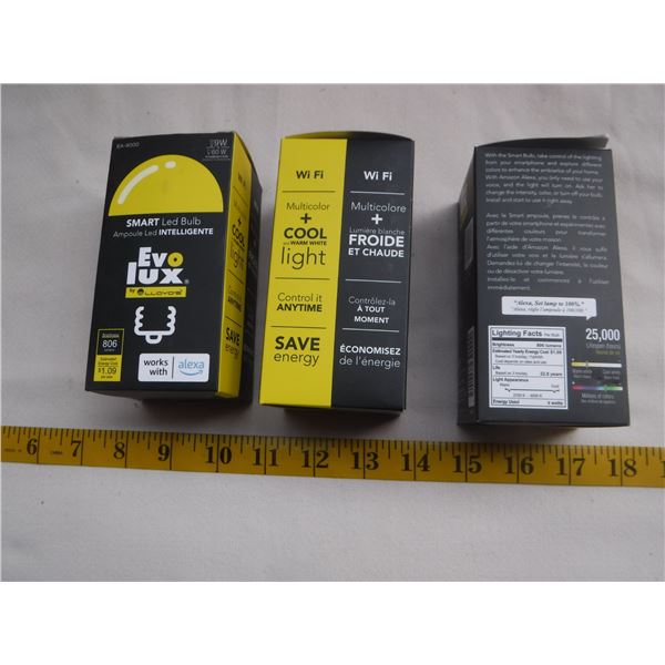 Set of 3 Evo Lux Smart LED Bulbs | New