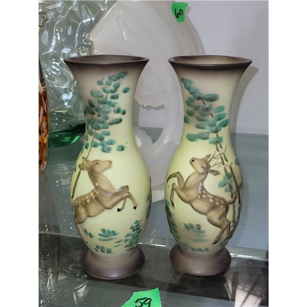 Pair of VTG Vases | Deer | Ucagco Ceramics Japan