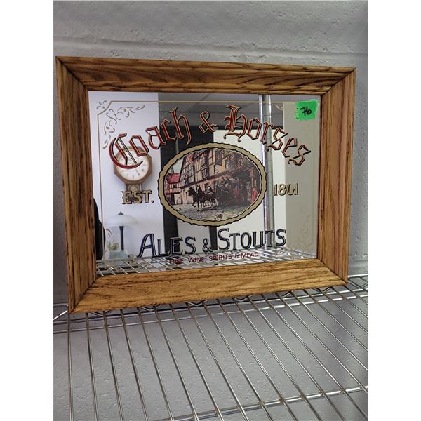 VTG | Coach & Horses Ale Beer Mirror Sign | Framed