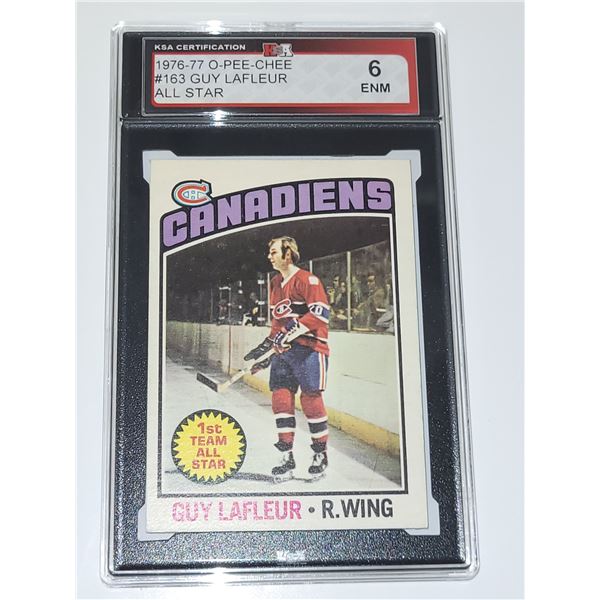 KSA | 1976-77 O-Pee-Chee | #163 Guy Lafleur | All Star | 6 ENM