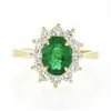 Image 4 : NEW Classic 14k Gold 2.02 ctw Oval Emerald Solitaire w/ Round Diamond Halo Ring