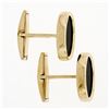 Image 5 : Vintage 14K Yellow Gold Classic Oval Cut Bezel Set Black Onyx Swivel Cuff Links