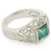 Image 3 : Platinum 1.04 ctw Radiant Emerald & Diamond Milgrain Filigree Etched Cocktail Ri