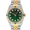 Image 3 : Rolex Mens Two Tone And Stainless Steel Green String And Emerald Datejust Wristw