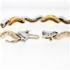 Image 4 : Solid 18K TT Gold 1.40 ctw Fine Round Brilliant Diamond Wavy Link Tennis Bracele