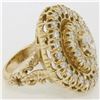Image 4 : Large Vintage 14K Yellow Gold 2.20 ctw Diamond Hand Engraved Flower Cocktail Rin