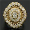 Image 6 : Large Vintage 14K Yellow Gold 2.20 ctw Diamond Hand Engraved Flower Cocktail Rin