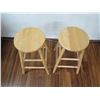 Image 2 : Qty 2 Wooden Stools w/ Footrests 12" dia, 24"H