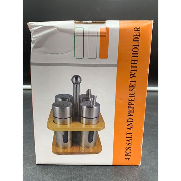 4PCS Salt & Pepper Set with Holder
