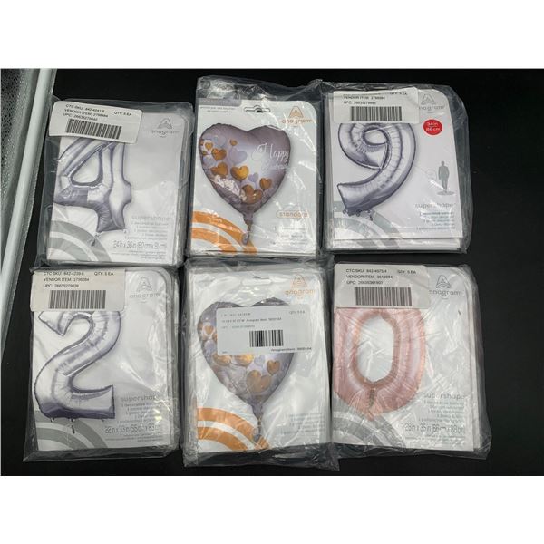 Lot of Assorted Foil Balloons (6ct)