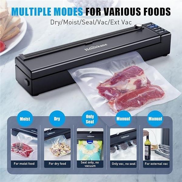 HOMEKANE Vacuum Sealer Machine, 80kPa Powerful Vacuum Food Sealer