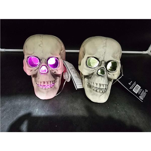 Skull Indoor Decor with Color-Changing Lights (2ct)
