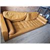 Image 1 : Light Brown Leather Sofa (Lege Inside ) - removable Pillows  87"x36"