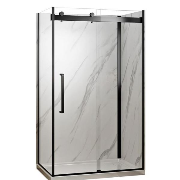 Dolphin Plumbing 48" Rectangular Black Shower Kit - One Sliding Door ONLY