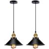 Image 1 : NAANN Black Pendant Light, 2 Pack Industrial Rustic Hanging Lamp Vintage Mini Brass Pendant Lighting