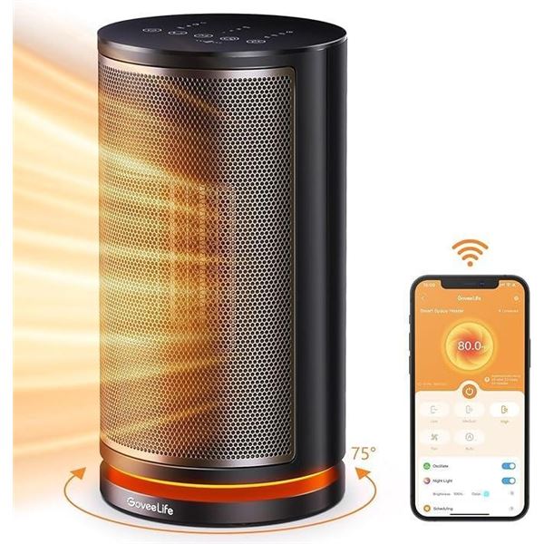 Govee Life Smart Space Heater, Electric Space Heater with Thermostat, Wi-Fi & Bluetooth App Control,
