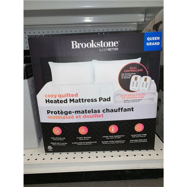 Brookstone Cozy Quilted Heated Mattress Pad Duel Control Queen