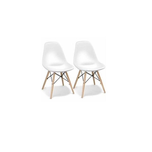 Bayside Topbuy 2-Piece Dining Chairs Modern Style Plastic DSW Chair with Linen Cushion