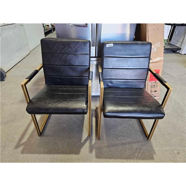 Lot of 2 Leather and Wood Chairs