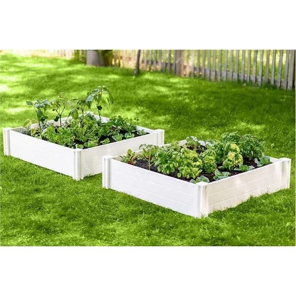 Lot of 2 4'x4'x11" -  White Resin Above Ground Garden Boxes