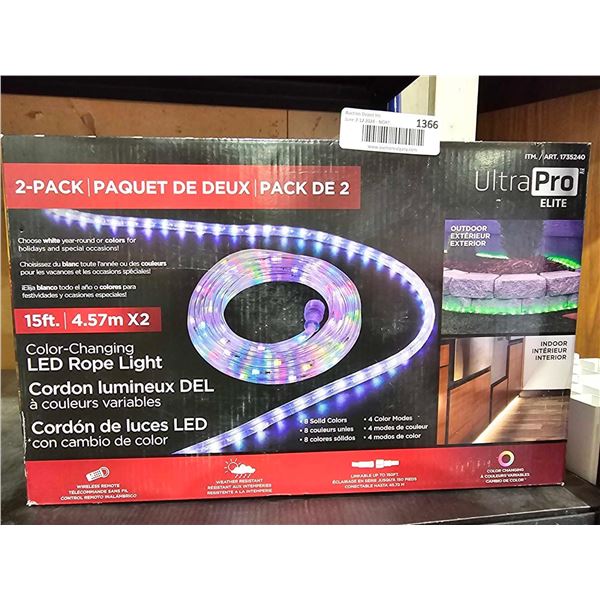 Ultra Pro Elite 2 Pack Color Changing LED ROpe Light  2x15'