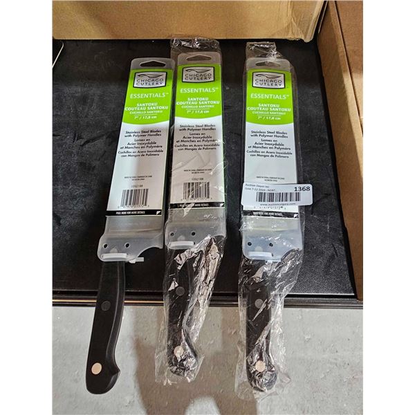 Lot of 3 Chicago Cutlery 7" Santoko Knife with Sheath