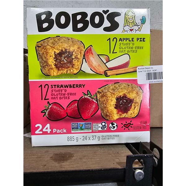 BOBO'S apple pie and strawberry stuffed oat bites 24x37g