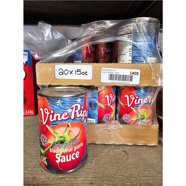Vine Ripe Low Sodium Traditional Pasta Sauce 20 x 425g