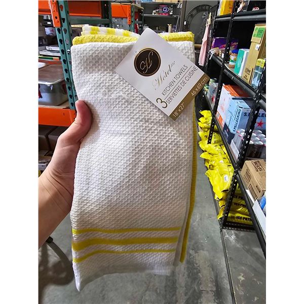 Lot of 2 x 3 Pack Yellow Design Dish Towels