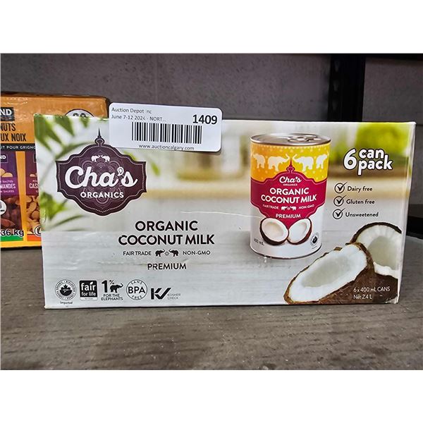 Cha's Organics Coconut Milk 6x400ml